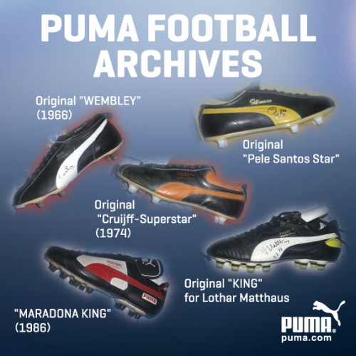 プーマストア大阪で伝説のスパイク Puma King の歴代モデルが期間限定公開 サッカーキング