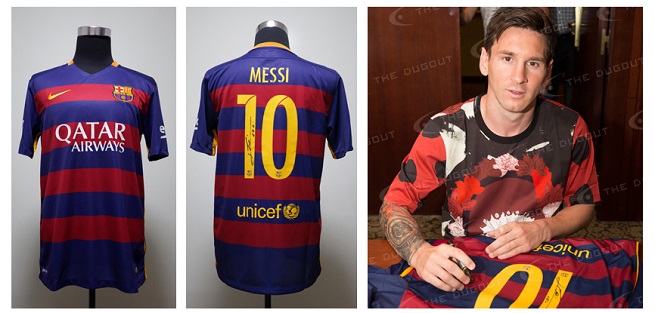 証明書付き】メッシ 直筆サイン ユニフォーム THE DUGOUT 証明書付き