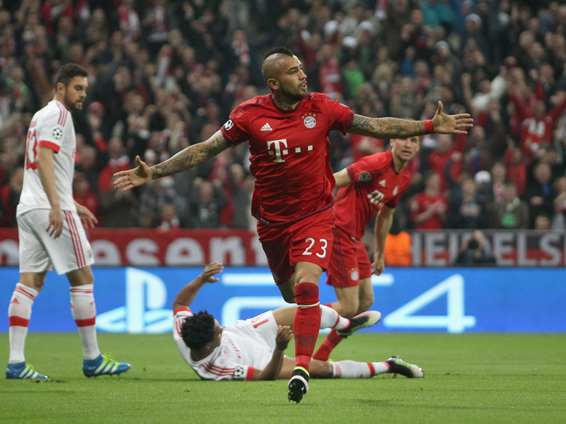 先制点を決めたビダル　[写真]＝Getty Images for FC Bayern