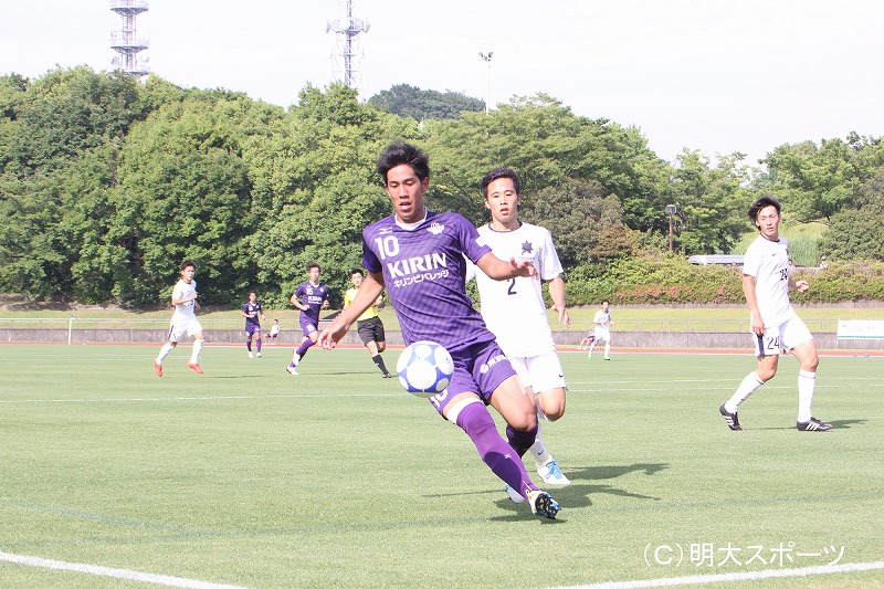 明治大、木戸皓貴の復帰後初ゴールなどで国士舘大に4発快勝…リーグ首位をキープ