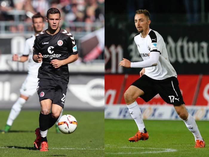 ハノーファーが獲得したザンクトパウリMFマイアー（左）とザントハウゼンDFヒュブナー [写真]=Getty Images