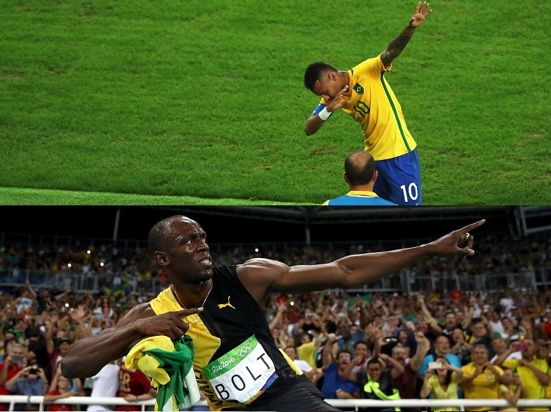 ネイマールのゴールパフォはあのポーズ？　ボルトがブラジルの優勝を祝福　