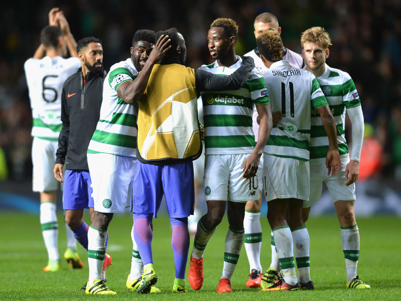 マンチェスター・C相手に勝ち点1を奪ったセルティックの選手たち　[写真]＝Getty Images