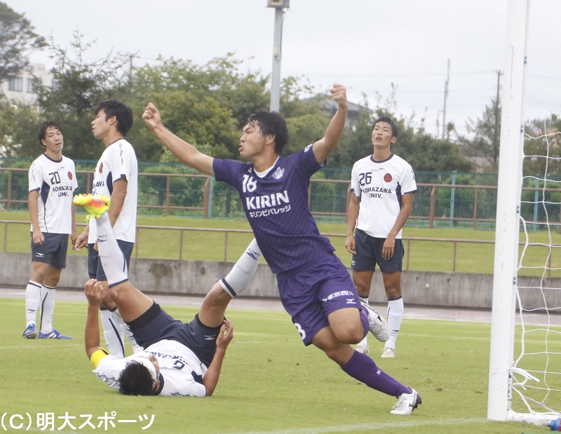 明治大、櫻井敬基の3試合連続弾などで4発快勝　後期リーグ3連勝で首位キープ