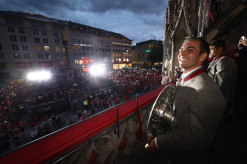 Bayern Muenchen Celebrate German Championship At Town Hall Balcony