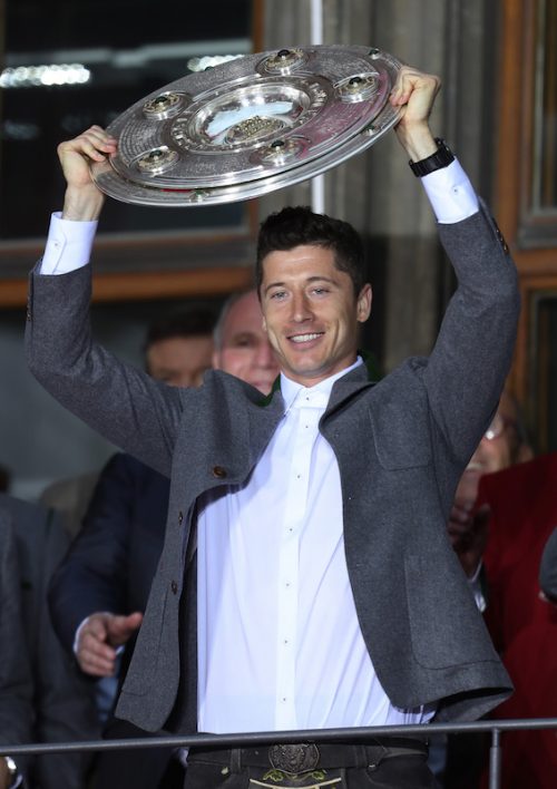 Bayern Muenchen Celebrate German Championship At Town Hall Balcony