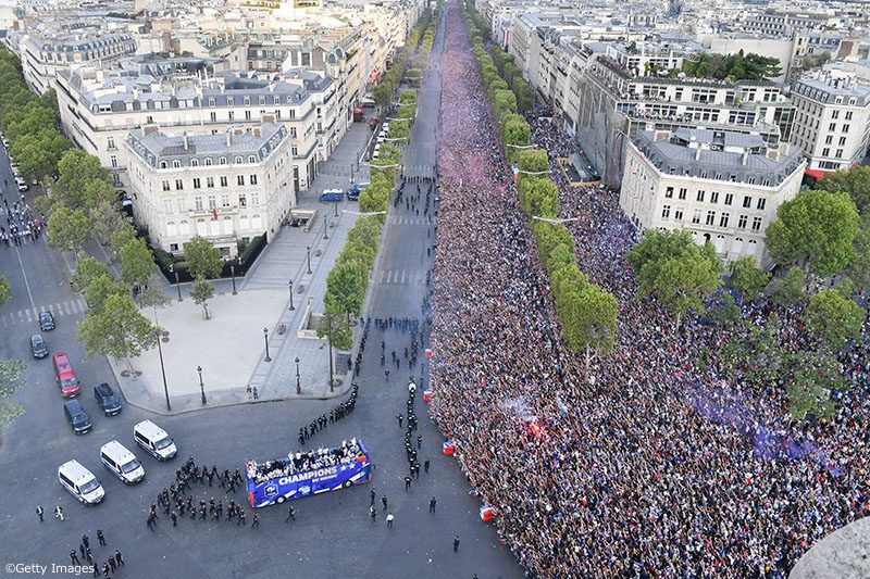 France's World Cup Winning Team Parade Down The Champs Elysees