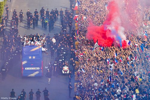 France's World Cup Winning Team Parade Down The Champs Elysees