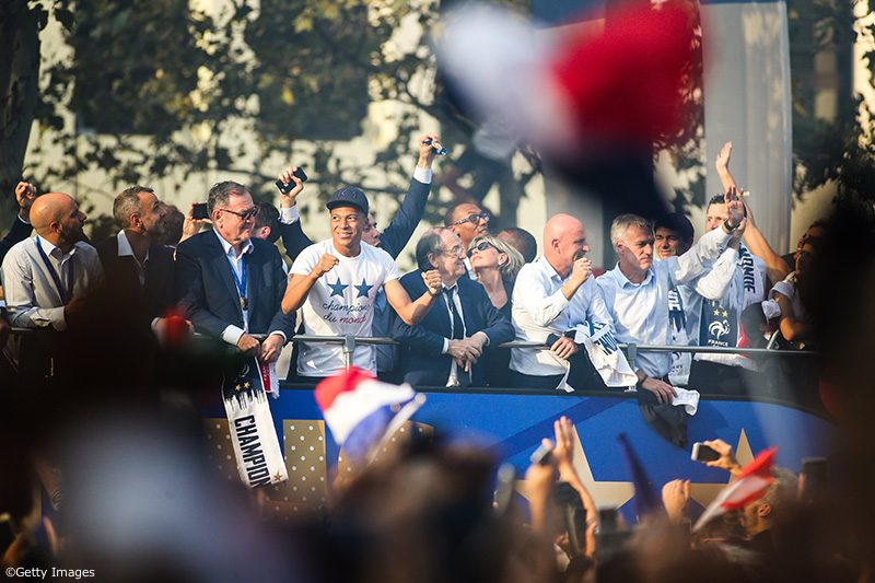 France's World Cup Winning Team Parade Down The Champs Elysee