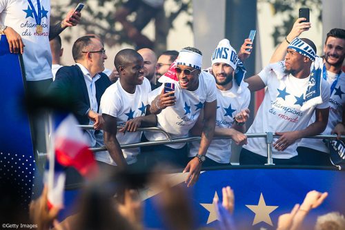 France's World Cup Winning Team Parade Down The Champs Elysee
