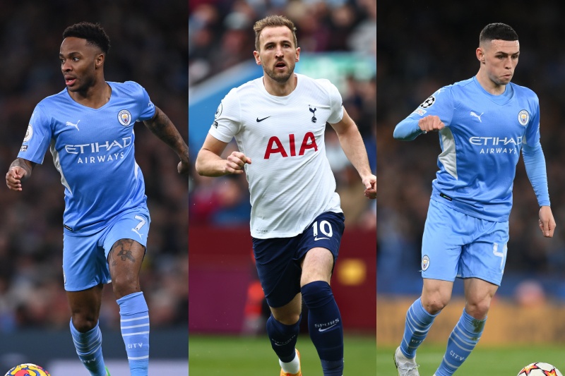 (左から)スターリング、ケイン、フォーデン