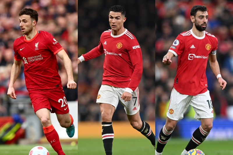 (左から)ジョッタ、C・ロナウド、B・フェルナンデス