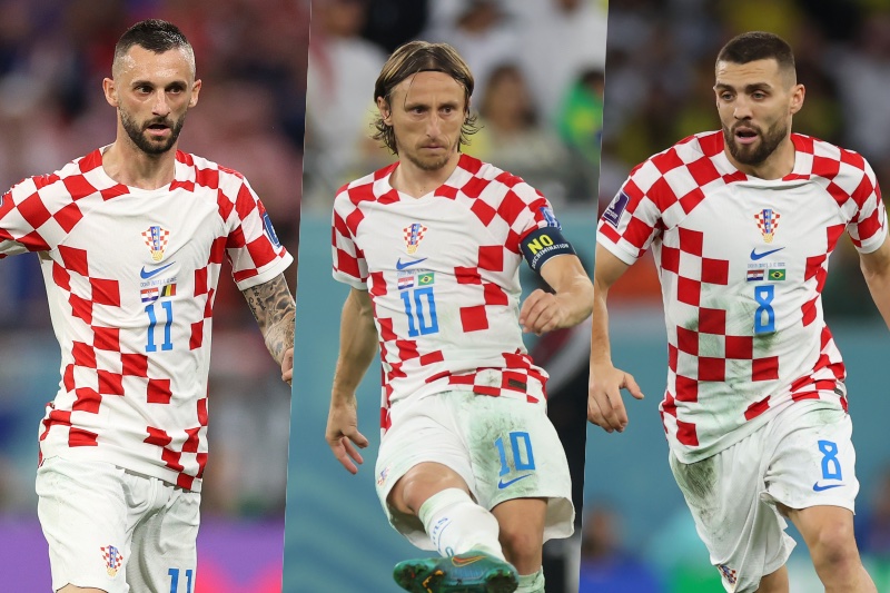 （左から）マルセロ・ブロゾヴィッチ、ルカ・モドリッチ、マテオ・コヴァチッチ