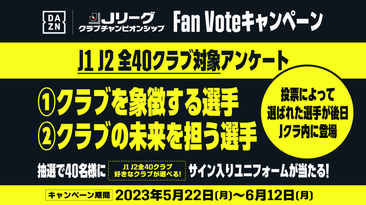 『DAZN×Jクラ Fan Vote』を実施！　抽選で40名様にサイン入りユニフォームをプレゼント