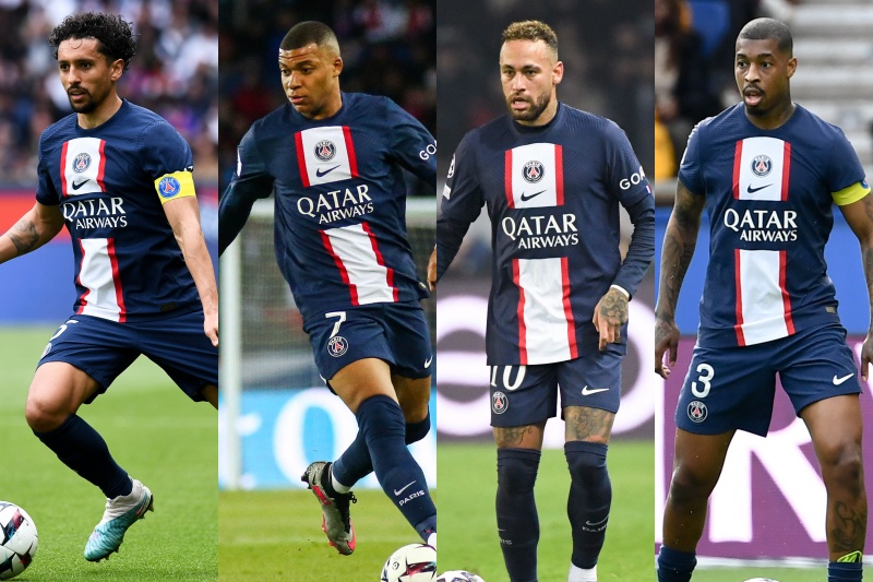 【新品/タグ付き】22/23 PSG ♯7 エンバペ パリサンジェルマン【M】 2022-23 Topps Finest UCL PSG The Man Kylian Mbappe Blue /150 PSA