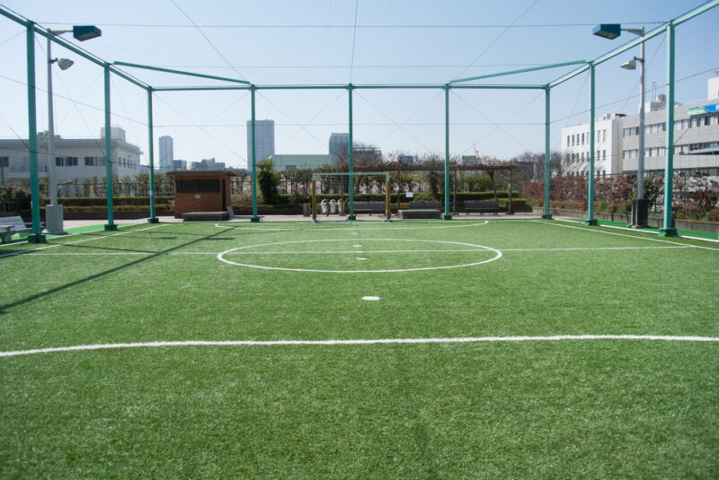 Futsal,Court,In,A,Public,Outdoor,Park,With,Artificial,Turf