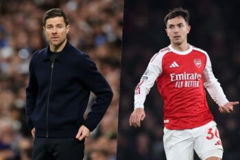 （左）シャビ・アロンソ前監督と（右）マルティン・スビメンディ