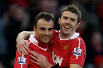 マンチェスター・ユナイテッドでプレーしていた頃のディミタール・ベルバトフ（左）とマイケル・キャリック（右）