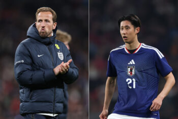 ハリー・ケイン（左）と伊藤洋輝（右）