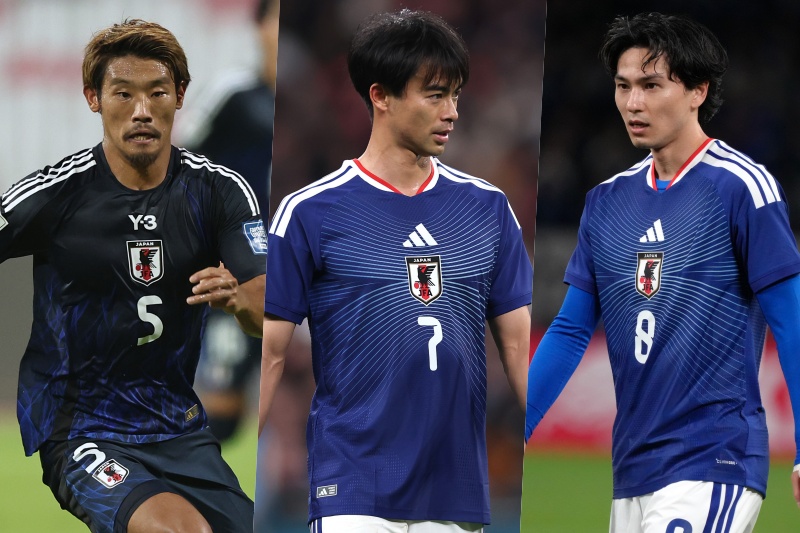 （左から）守田英正、三笘薫、南野拓実